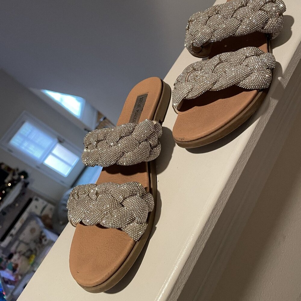 Steve Madden Braided Rhinestone Sandals - Picture 2 of 5